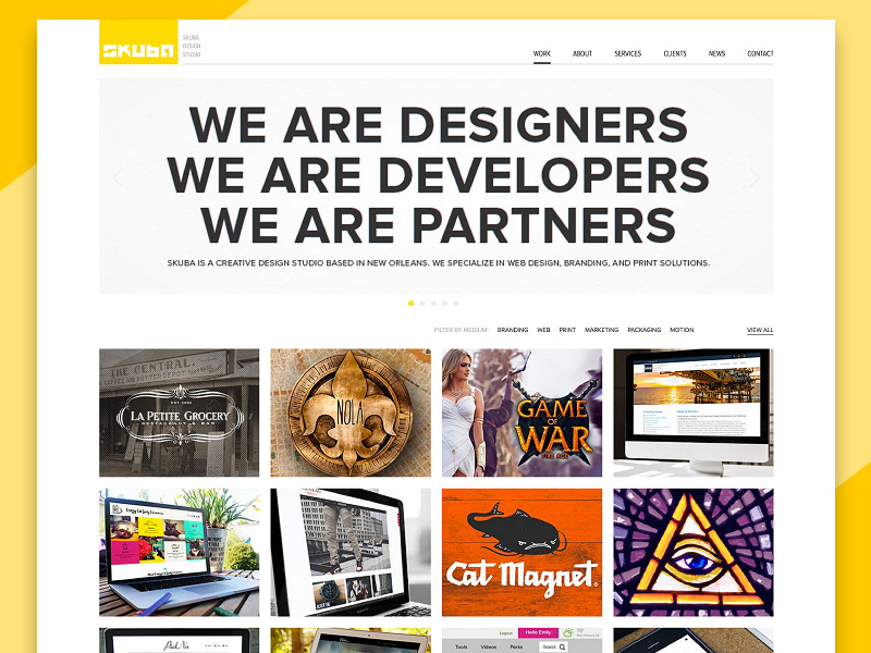 Skuba Design Website digital layout design case studies new orleans projects grid creative web website portfolio agency