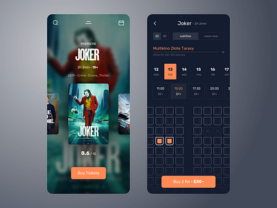 Movie Tickets App app design clean dark ecommerce interface ios iphone minimal mobile movie product round simple ui ui design uiux user experience user inteface ux ux design