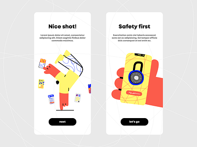 Onboarding with illustrations android app character clean colors design flat illustration illustrator ios minimal mobile product design round simple typography ui uiux ux vector