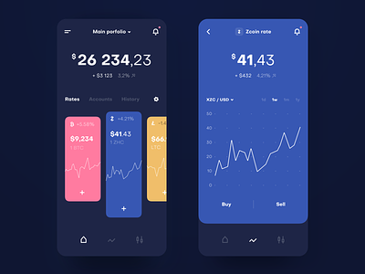 Freebie - Cryptocurrency Exchange App - dark mode app bitcoin blockchain chart clean crypto cryptocurrency dark mode dashboard finance interface ios minimal mobile product product design simple ui ux wallet