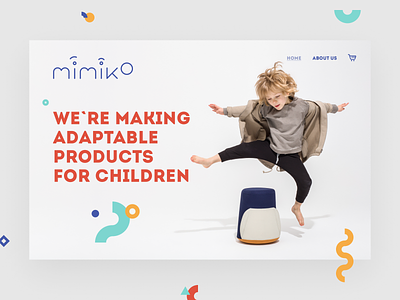 Mimiko - eCommerce Landing Page Header button children clean colors ecommerce grey kids landing page light minimal product shapes shop simple ui uiux ux web web design website