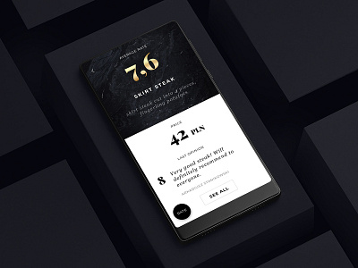 Chef Mate - dish page android app blackandwhite dishes elegant food gold ios luxury marble minimal mobile product design restaurant typography ui ux