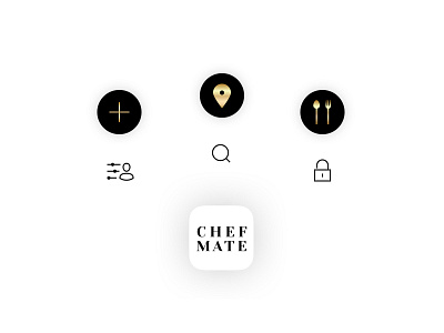 Chef Mate - Icons android app blackandwhite check in elegant food gold icon ios luxury mark minimal mobile profile restaurant search
