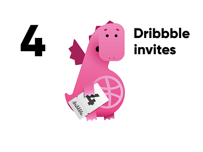 4 Dribbble invites 2d animation character design dragon dribbble dribbble invite dribbble invite giveaway flying illustraion invitations invites invites giveaway mascot mascot design pink