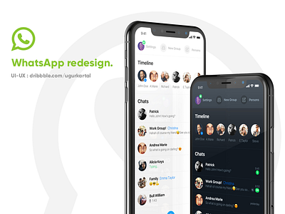 Whatsapp chat message nightmode redesign sketch timeline whatsapp