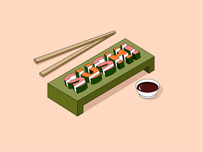 Sushi Type illustration isometric isometric design isometric type isometric typography sushi typography