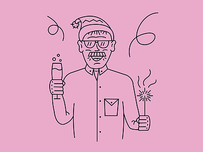 New Year Card 2 clean illustration outline portfolio style