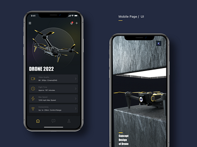 Drone-mobile page branding c4d design illustration typography ui ux vector