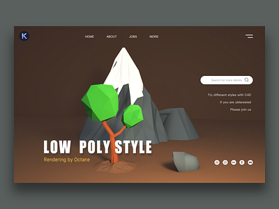 low poly c4d design ui web