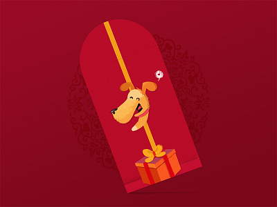 Day10-Lucky Money 2018 china dog gift illustration lucky money new red year yellow