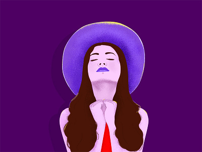 Praying girl hat illustration praying purple