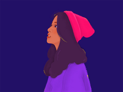 Look at the stars girl hat illustration purple