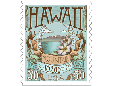 Postage Stamp Design for Hawaii post stamp lettering typography illustration