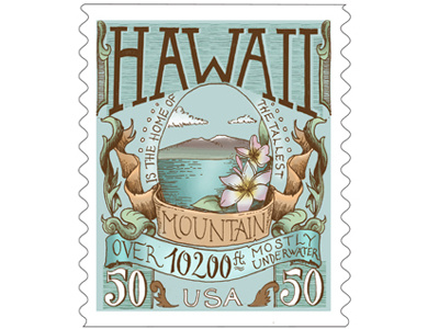 Postage Stamp Design for Hawaii illustration lettering post stamp typography