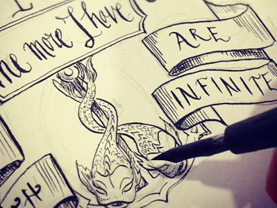 Snapshot of work in progress ink lettering nautical type typography