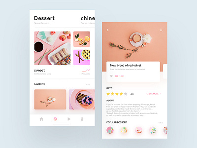 Food Dessert app app clean cookbook delivery dessert food ios list minimal mobile modern order recipe restaurant shopping ui ux