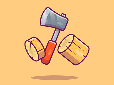 Axe and Wood🪓😁 axe cut forest icon illustration logo lumberjack tree vector weapon wood wooden