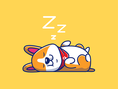 Still on weekend vibes 😴💤💤💤💤💤 chill corgi cute dog icon illustration lazy logo puppy relaxation sleeping vector