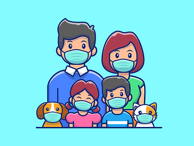new normal 😷😬📖💻 cat character corona dog family hand home icon illustration logo mask new normal people pet reading sleeping virus washing working