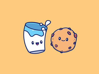 breakfast!! 🍪🥛🍞☕ bread breakfast character chocolate coffee cookies cup cute drink food glass icon illustration jam kawaii logo mascot milk strawberry toasted