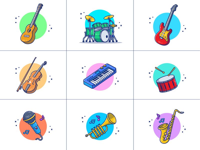 music instruments... 🎵🎶🎹🎤🎺🎻🎷🎸🥁 accoustic cartoon concert drum electric guitar icon illustration intrument logo microphone music musical piano player sing song sound trumpet violin