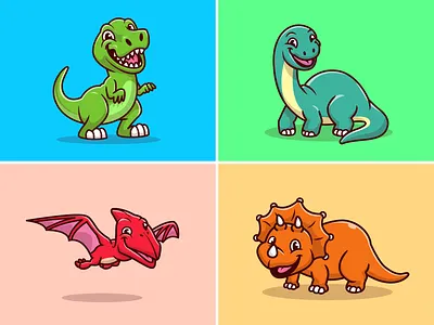 Dino Collection~ 🦕🦖 animal cartoon character dino dinosaur dinosaurs dinosaurus icon illustration jurassic logo mascot pterodactyl reptile science trex