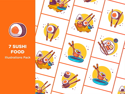 Sushi!! 🍣🍣🍣🥢 bar chopstick chopsticks eat fish food icon illustration japanese logo meal onigiri restaurant rice salmon sashimi seafood soy sauce sushi sushi roll