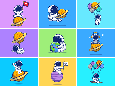 Astronaut Planet 👨🏻‍🚀🪐 astronaut character cosmonaut cute earth flying galaxy gravity icon illustration logo love mascot moon music planet space spaceman spaceship suit