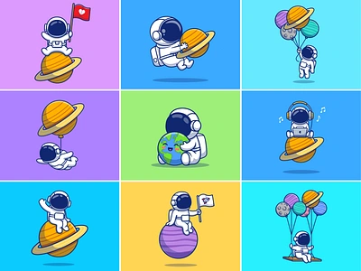 Astronaut Planet 👨🏻‍🚀🪐 astronaut character cosmonaut cute earth flying galaxy gravity icon illustration logo love mascot moon music planet space spaceman spaceship suit