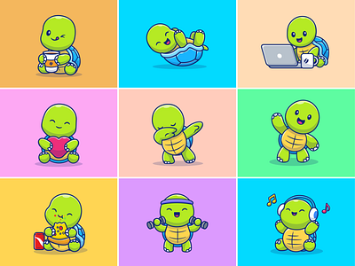 Turtle 🐢🐢 animal baby character coffee cute drink food gym icon illustration laptop laptops logo love mascot music pet pizza tortoise turtle