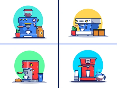 Coffee Machine ☕☕♨️ aroma beverage break breakfast brown cafe caffeine cappuccino coffee coffee bean coffee cup cup drink espresso hot icon illustration logo machine morning