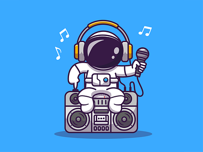 astronaut with boombox drawing