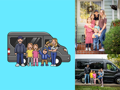 Family travel👨‍👩‍👧‍👦🚐 avatar baby camping car childs clothes family family travel family trip icon illustration logo mascot minibus parents sisters travel traveling trip