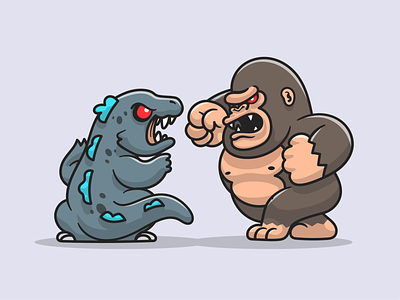 Godzilla vs Kong🦖🦍 animal bioskop dinosaurus fight fighting film godzilla godzilla vs kong gorilla icon illustration kong logo mascot monkey monster movie movie poster power war