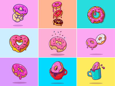Donuts🍩 box breakfast chocolate cup donut finger food flying donut flying food food icon illustration logo love meal milk ring food snack sprinkles sweet food topping