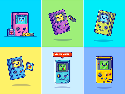 Gameboy Colors🎮🔴🟡🔵 battery chip colors console game gameboy gameboy accesories gameboy color icon illustration legend game logo nintendo old game pokemon portable game technology tetris toy