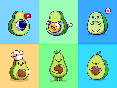 Avocado🥑 astronaut avocado baby fruit belly cat character chef custome fruit cute face expression family fruit foods fruit icon illustration jump rope logo pregnant