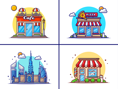 Building🏡🏪🏙️ barbershop building building icon burj khalifa cafe shop city coffee cute home home sweet home house icon illustration logo pizza store store store building