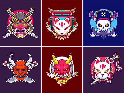 Japanese mask🎭⛩️ cute icon illustration japan icon japanese mask logo mask monster red mask tarditional japanese mask