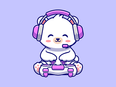 Cute Polar Bear Listening Music' Sticker