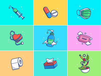 Health things💉💊🩺 bathroom things covid vaccine covid-19 cute doctor drugs emergency health things hospital icon illustration injection logo mask medicine soap tissue vaccine