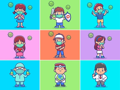 Stay health everyone🥼🛡️💉 covid 19 cute disease doctor health hospital icon illustration logo mask nurse pandemic people prevent covid stay healthy virus wearing mask world