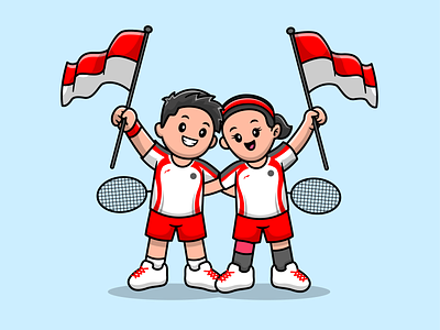 Greysia & Apriyani win gold medal at Tokyo Olympics athlete badminton character contest cute flag gold gold medal icon illustration indonesia japan logo olympic sport tokyo tokyo olympics winners woman