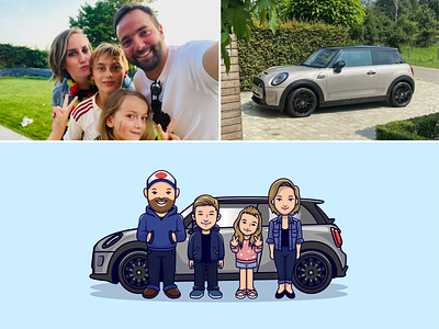 Family illustrations👨‍👩‍👧‍👦🚘🏠 blonde hair boy camping car car sketch clothes cute family family potrait girl house icon illustration logo mini cooper parents siblings sweater traveling