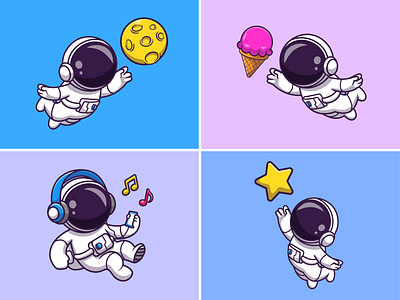 Floating astronaut🧑🏻‍🚀🌙⭐ astroman astronaut astronaut suit cute floating astronaut ice cream icon illustration logo moon music rocket space space theme star