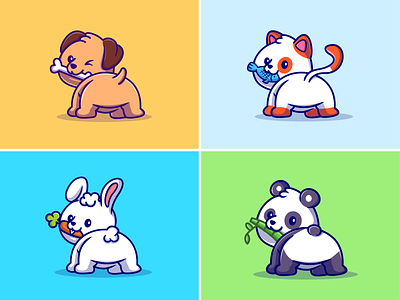 Animals Buttt 🍑 🍑🐼🐶😺🐰 animal bamboo bun bunny butt cartoon cat character cute design dog fish icon illustration logo panda pet rabbit red panda vector