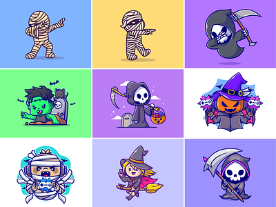 Random halloween🧟‍♂️☠️🎃 angry face candy character cute frankenstein gaming ghost halloween halloween custome halloween vibes icon illustration logo magic mummy pumpkin scary face spooky