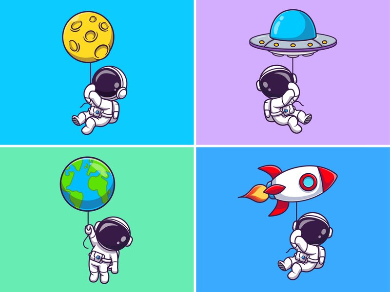 Astronaut flying🧑🏻‍🚀🌕🛸🌎🚀 astroman astronaut balloon character cute earth fly flying icon illustration logo moon rocket sky space ufo