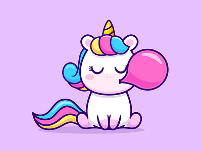 Cute baby unicorn🦄🎈🌈🌻 by catalyst on Dribbble