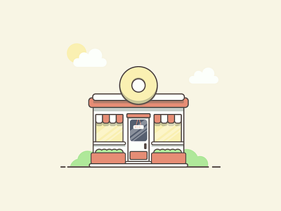 Donut Shop design donut dribbble flat icon illustration illustrator lineart minimal shop shots vector